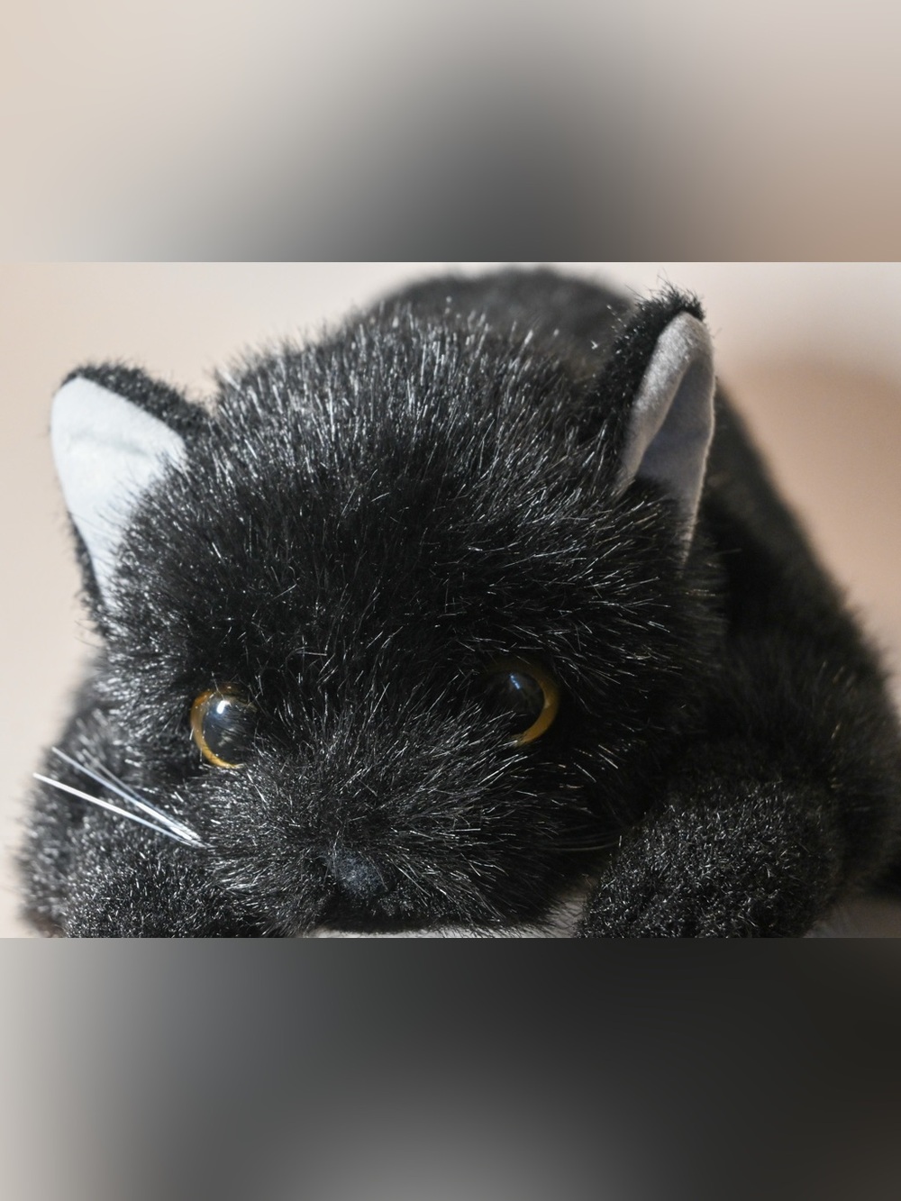 Japanese Brand Dousin Realistic Laying Black Cat Plush